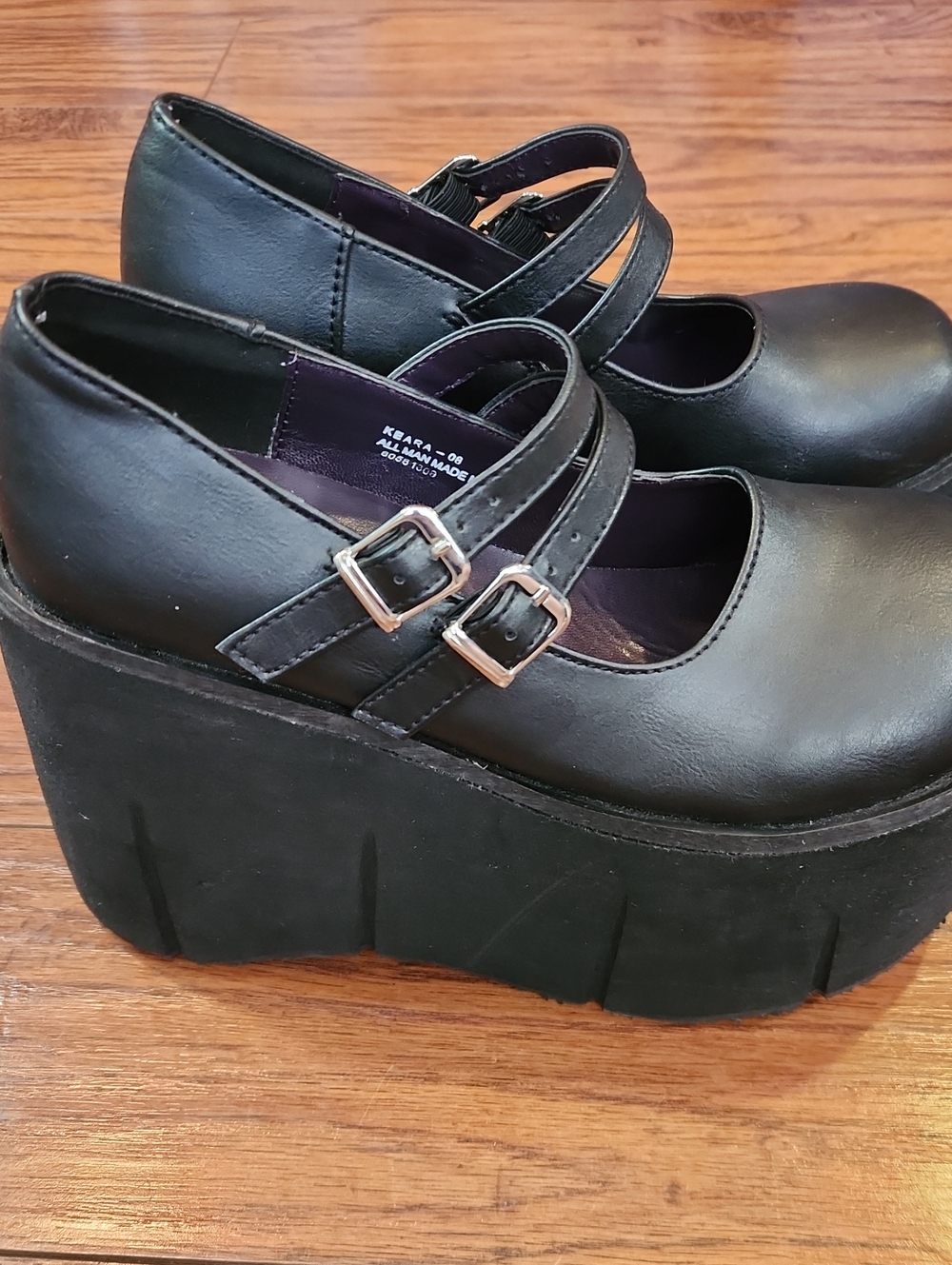 Demonia Kera 08 Black Platform Double Buckle Mary Janes - Picture 3 of 7